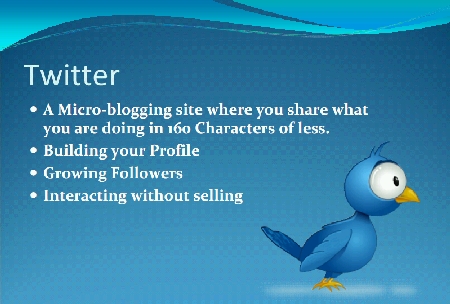 Twitter: micro-blogging site (tweets) with followers - can follow others